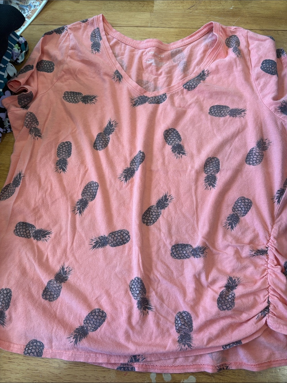 Lane Bryant Pink Short Sleeve Tee with Pineapple Print